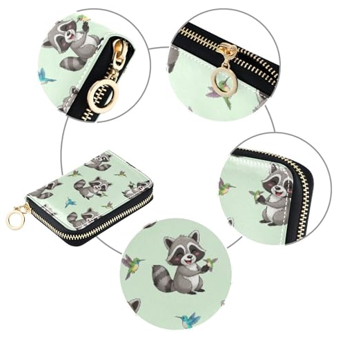 Cute Cartoon Raccoons Wallet for Women Small Credit Card Holder RFID Blocking Funny Zipper Wallet with Coin Pouch4