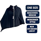 BURI Damen Poncho Schwarz | Weicher Fleece Überwurf in Einheitsgröße | Leicht, Pflegeleicht & Stilvoll | Ideal für Frühling, Herbst & laue Sommerabende | Maschinenwaschbar bei 30 °C
