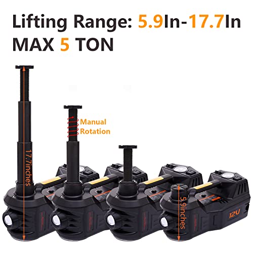 Mautyke Hydraulic Car Jack Kit - 5 Ton Vehicle Car Lift With Integrated Air Pump And Impact Wrench 5 In 1 Truck Trailer Floor Jack Stand Emergency First Aid Tire Repair Tool Kit #TOP1