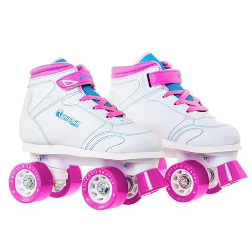 Chicago Skates Girls Sidewalk Roller Skate - White Youth Quad Skates - Size 1