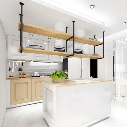 Étagère de plafond flottante 2 niveaux pour cuisine et bar