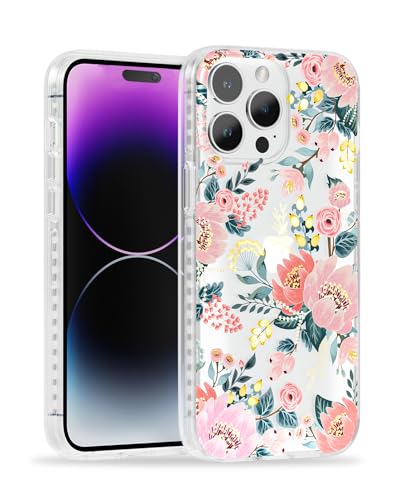 Coque iPhone 15 Pro fleur rose anti-jaunissement protection 3m