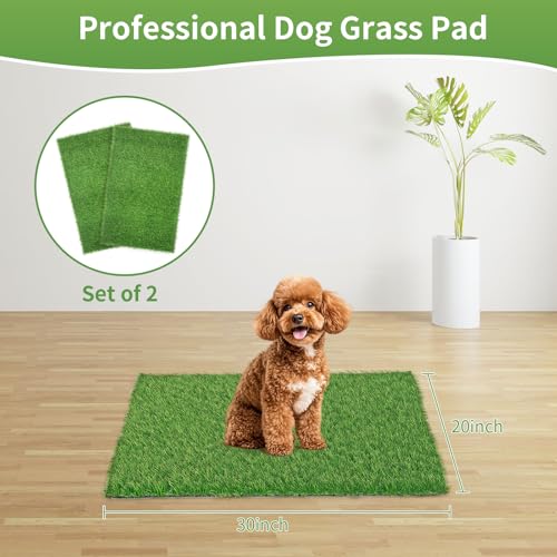 STARROAD-TIM 30 x 20 inches 2 Pack Fake Grass Pee for Dogs Artificial Grass Rug Pad for Puppy Potty Washable Grass Mat for Pet Training with Drainage Hole by STARROAD-TIM - Image 2