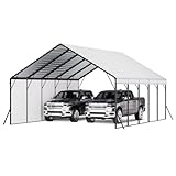 VEVOR Carport, 5,8x7,45 m, Abri de Voiture Métal Robuste, Abri Garage Extérieur avec Cadre Toit en Acier, Parois Latérales Amovibles, Auvent Stockage d'Auto pour Pick-up, Bateau, Camions, Tracteurs