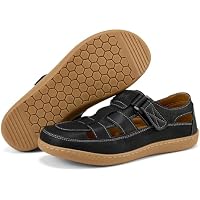 Moodeng Men's c Wide Toe Box Leather Ultra Lightweight Non-Slip Sandals (Size: 9.5)