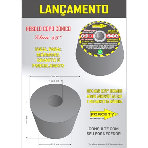 Rebolo Copo Cônico Porcelanato Marmoraria 3 Pol Mini C120