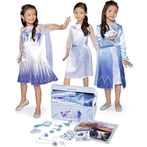 Disney Frozen – Baúl de los Disfraces Clásicos de Elsa y Accesorios de la Película – El Baúl Incluye 17 Piezas de Vestimenta - Juguete para Niñas 3 Años +