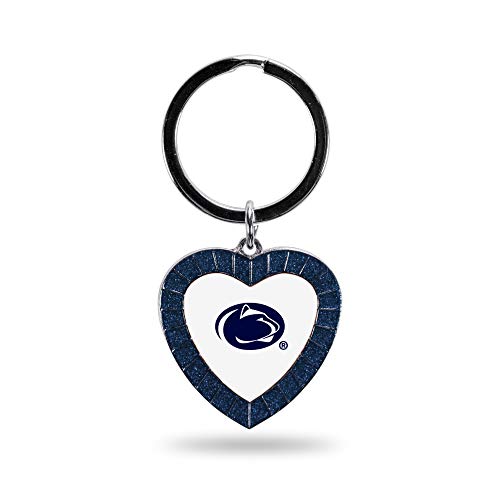 Rico Industries NCAA Penn State Nittany Lions NCAA Rhinestone Heart Colored Keychain, Navy, 3-inches in Length