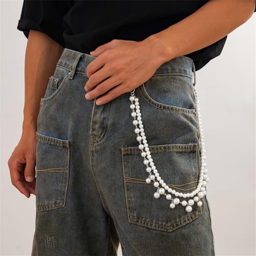 Pants Chain Punk Jeans Chain Wallet Jewelry Unisex Trousers Ornament Aesthetic Pearls Chain for Party/Daily Wear4