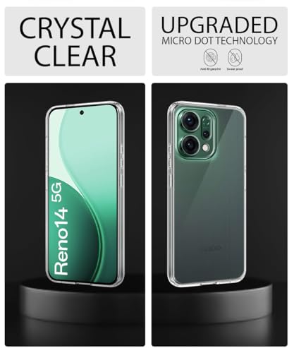 Image of WOW IMAGINE Transparent Back Cover Case for Oppo Reno 14 5G | Raised Bumps for Full Device & Camera Protection Shockproof TPU Silicone Back Case Mobile Cover - Transparent
