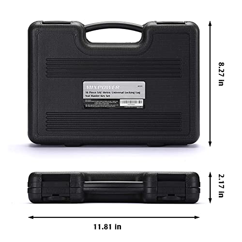 Mixpower 16-Piece Locking Lug Nut Master Key Set Of Spline Star And Hex Style Keys, Wheel Lock Removal Kit, Thin-Walled And Long Lug Keys To Prevent Damage To Wheels Double-Hex Heads #TOP6