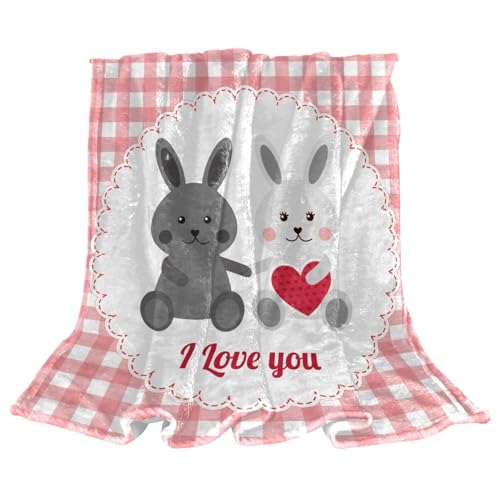 Jeté de canapé couverture polaire lapin de Pâques plaid microfibre chaud