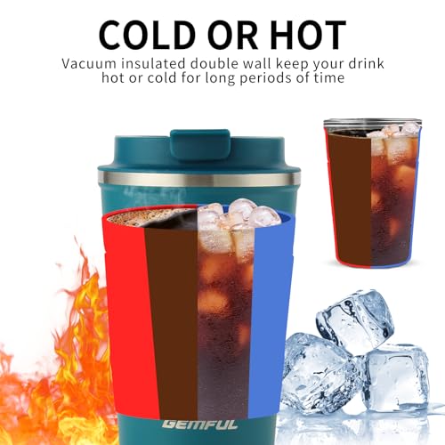 Miniatura 6 de Gemful Taza De Café Para Llevar Sin Bpa Aislamiento De Doble Pared Termico Para Café Y Té 380ml 510ml