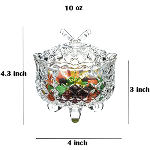Socosy Royal Embossed Crystal Glass Candy Box With Lid Footed Jewelry Box Candy Jar Bowl Wedding Candy Buffet Jars Kitchen Storage Jar #TOP1