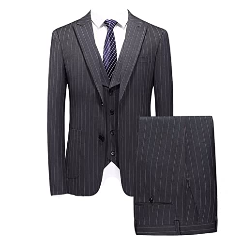 HBDesign Mens 3 Piece 2 Button Lapels Style Mens Stripes