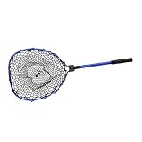 Baoblaze Red de Pesca Plegable Portátil Resistente Malla Peces Liberación Mango Ergonómico Antideslizante Estructura de Aluminio Ligero Adecuada para Rí, Red Negra de Poste Azul