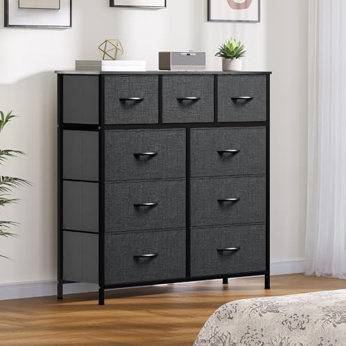 DWVO 9 Drawers Dresser for Bedroom, Fabric Storage Tower for Living Room, Entryway
