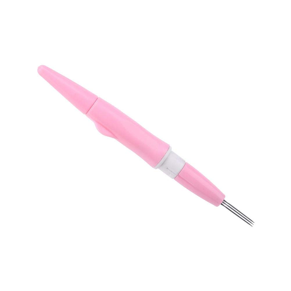 Embroidery Felting Needle Wool Felting Supplies Embroidery Pen Punch Pen with 3 Fine Needles Set Tool for DIY Craft (Pink) - Image 4