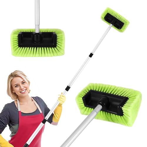 PBT Car Wash Brush, 4 Sections Soft Bristle Washing Kit 60” 151cm with Extendable Long Handle Scrub Detail Brush for Exterior Interior Car Truck Motorbike Deck House Tyres Boat Cleaning Sweep Snow