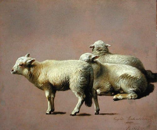 Tableaux graffiti art mural moutons Eugene Verboeckhoven impression moderne 60x90cm