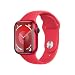 Produktbild Apple Watch Series 9 (GPS + Cellular, 41 mm) Smartwatch mit Aluminiumgehäuse und Sportarmband M/L in (PRODUCT)RED. Fitnesstracker, Blutsauerstoff und EKG Apps, Always-On Retina Display, Wasserschutz