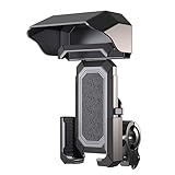 自転車 バイク スマホ ホルダー サンバイザー付き 防雨 遮光 日よけ 日焼け止め スマホホルダー 4.7-7インチ スマホ 多機種 手帳型ケース対応 脱落防止 振動吸収 360度回転 取付簡単 自由調節 スマートフォンホルダー バイク携帯ホルダー バイクすまほホルダー けいたいホルダー