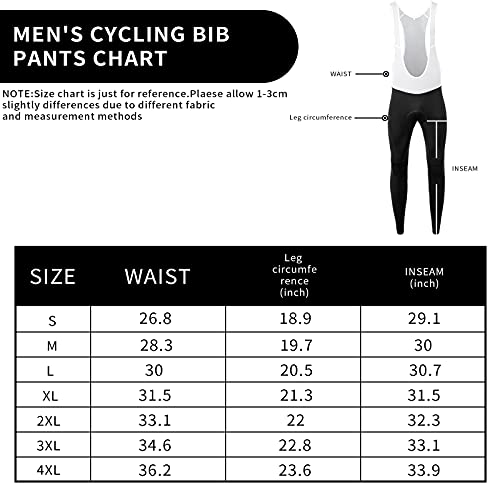 CGLRybO Meia-calça masculina de ciclismo de inverno acolchoada 4D com babadores térmicos confortávei