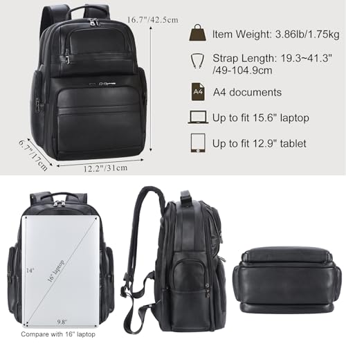 TIDING Genuine Leather Backpack 15.6