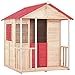 Produktbild vidaXL Tannenholz Kinderspielhaus mit Fenster Spielhaus für Kinder Stelzenhaus Garten Baum Turm Holzhaus Gartenhaus Kinderhaus Baumhaus 132x134x155cm