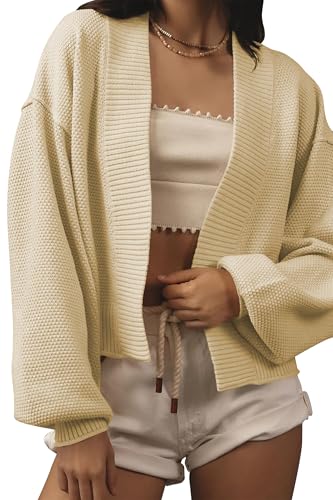 Apricot Women's Crop Waffle Knit Lightweight Cardigan