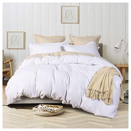 David's Home Cotton Linen Duvet Cover Set, Soft and Breathable for Hot Sleepers, Textured Bedding Breathable Durable Soft Comfy 106 x 92 Inches (White, King)