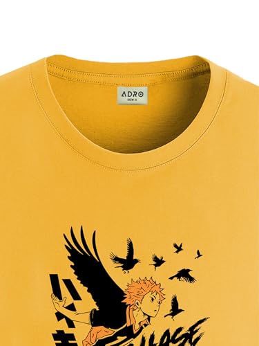 Image of ADRO Men's Cotton Comfort Fit Anime T Shirt - Premium Printed Haikyuu Tshirt - Perfect for Haikyuu Fans Print and Comfortable Fit T-Shirt