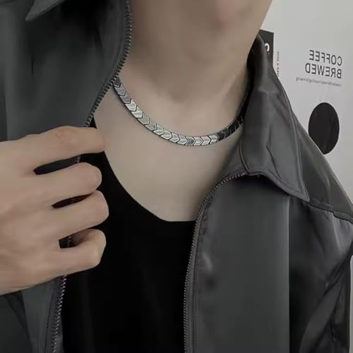 Image of Fashion Frill Exclusive Grey Alpha Chevron Neck Chain for Men Stainless Steel Chain for Men Made for him gIft for him