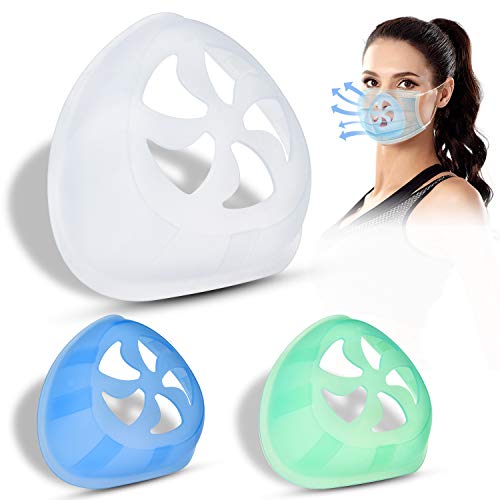 3D Face Mask Bracket Silicone Nose Pads Lipstick Protection Stand Washable Reusable Internal Support Frame for Comfortable Face Cover Wearing (3PCs)