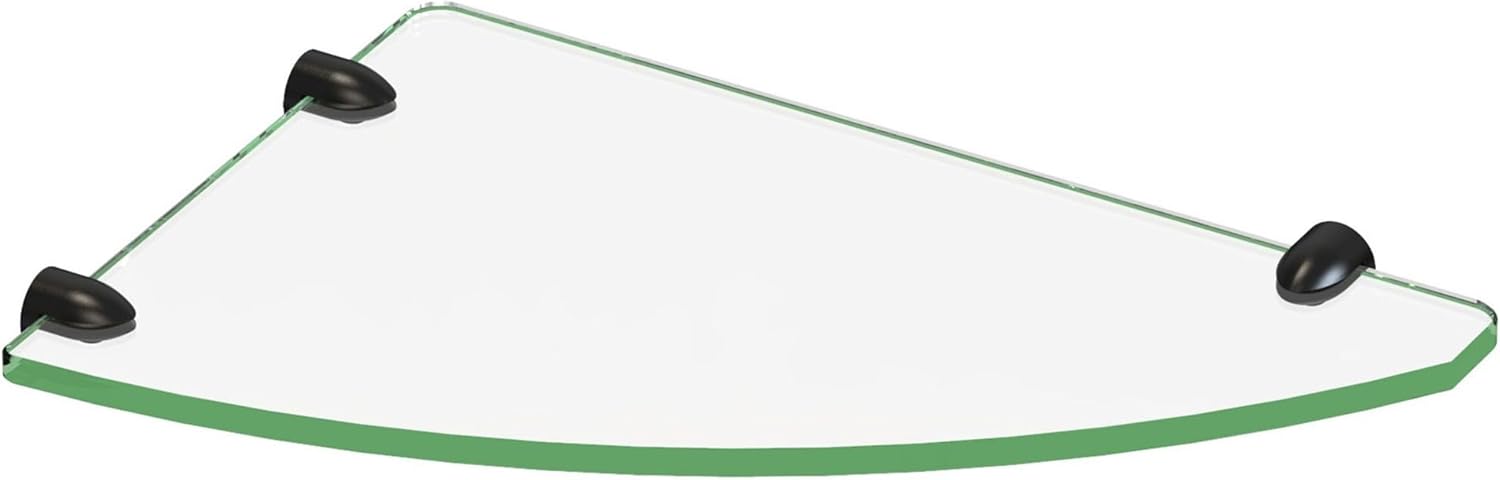 DreamLine 12 in. x 8 in. Corner Glass Shelf in Matte Black