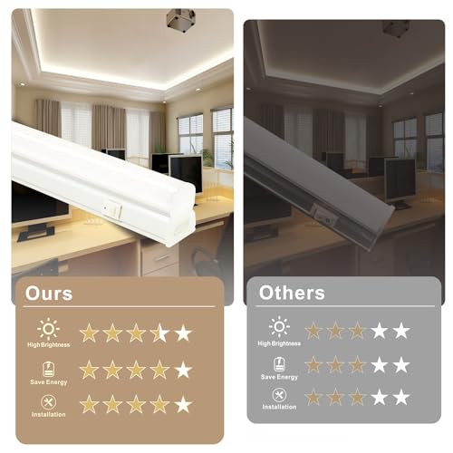 Unterbauleuchte mit Ein-Ausschalter 1er-Pack, 60 cm 4000K Neutralweiße Lichtfarbe, Verkettbare LED Leiste mit Stecker, Anschluss von Bis zu 6 LED Lichtleiste für Küche, Schrank, Regalbeleuchtung