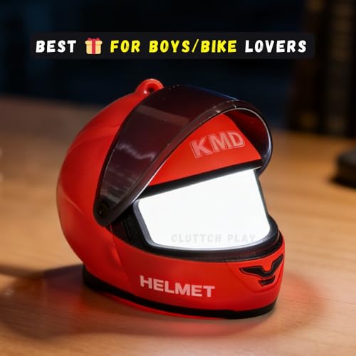 Image of Cluttch Mini Helmet LED Light Keychain for Boys & Bike Lovers | Helmet Shape Key Ring with Light | Cute Backpack Charm, Bag Accessory, Return Gift, Aesthetic Keychain for Men & Teens (Helmet Light)