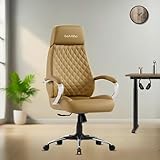 beAAtho® Zen Leatherette Executive Office Chair | High Back Revolving Chair with Integrated Lumbar Support | Ergonomic & Comfortable Seating | 3-Year Warranty by beAAtho | Adjustable Height | Tan