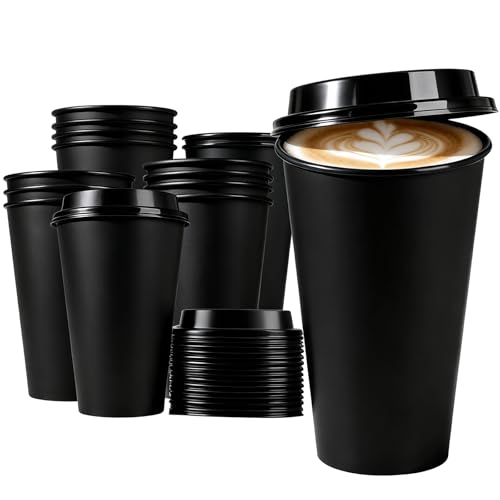 MiraFure 15 Pack Reusable Coffee Cups with Lids, 16 oz