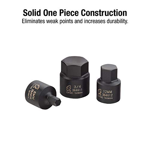 Sunex 3646, 3/8 Inch Drive Low Profile Impact Hex Driver Set, 16-Piece, Sae/Metric, 1/4 Inch - 3/4 Inch, 6Mm - 19Mm, Cr-Mo Steel, Dual Size Markings, Heavy Duty Storage Case, Meets Ansi Standards #TOP2