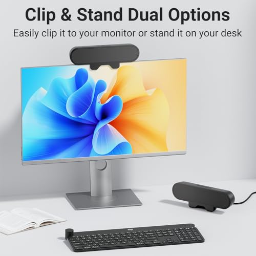 Plyee Audio Monitor Speakers, Computer Speakers for Desktop PC, USB Speaker with Integrated USB A Type C Connector, Easily Clamp to Monitors, 10W の商品画像 1