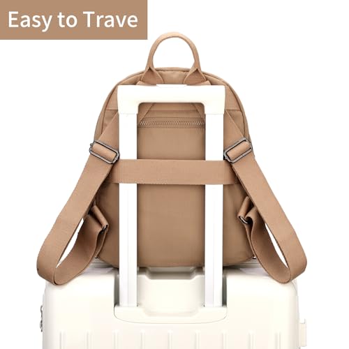 Image of Tanweibago Mini Nylon Women Backpacks,11L Small Ladies backpacks Casual Lightweight Women Shopping Travel Daypack (Khaki)