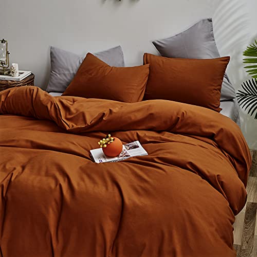 Wellboo Caramel Pillowcases Burnt Orange Pillow Covers Queen Modern Rust Caramel Soft Cotton Bed Plain Color Pillow Cases Women Girls Dorm Pillow Protector Soft Health Luxury Color Envelope Closure #TOP2