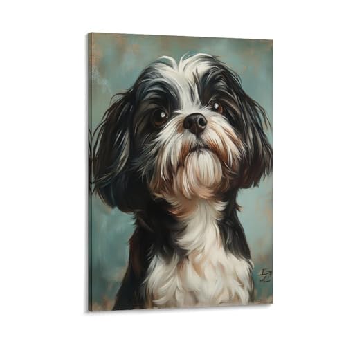 Impression sur toile Shih Tzu - Affiche de décoration murale 16x24 pouces