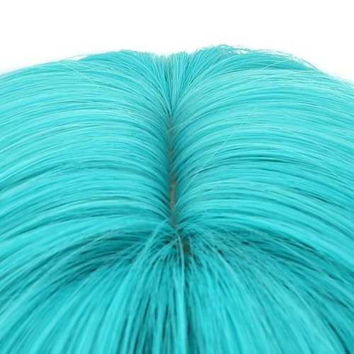 Image of PATTNIUM Kids Teal Blue Bob Wig with Bangs Short Blue Wig for Girls Light Blue Wig Cosplay Costume Hair Wigs Synthetic Wig