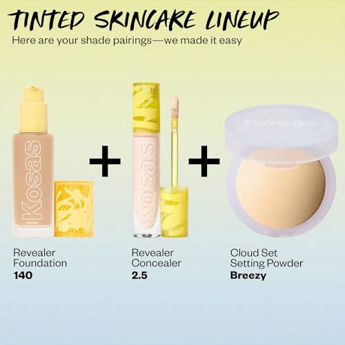 Kosas Revealer Skin-Improving Foundation with SPF 25 Protection - Hydrate, Brighten, Soothe, Plump, Protect Skin - Smoothing Texture, Natural Finish and Clean Formula - Light Neutral 140