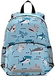 fastlate childish cartoon sharks bookbag for boys girls 3-6 anni, ocean shark kindergarten preschina zackpack con daypack al guinzaglio di sicurezza