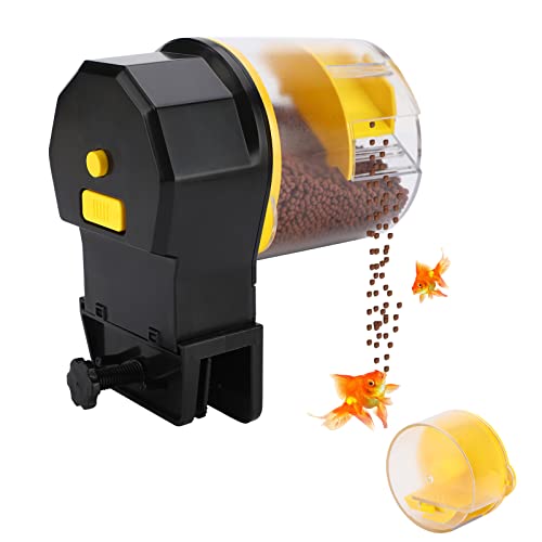 QUUREN Automatic Fish Feeder Smart Timer Fish Feeder Automatic Dispenser with 210ML and 100ML Fish Food Dispenser Box Moisture-Proof Automatic Fish Feeder for Aquarium or Small Fish Turtle Tank