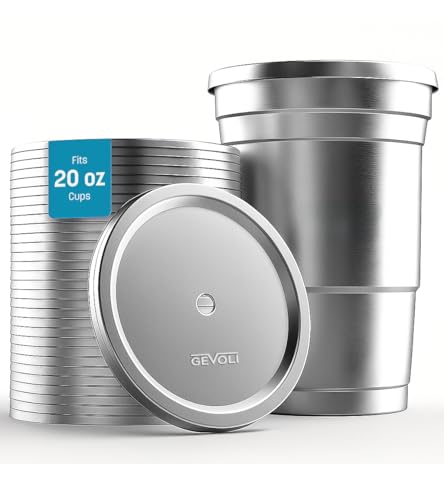 30-Pack Aluminum Lids with Straw Hole, Compatible with Ball Top Cup Party Cups (20oz Size Only) Cups Sold Separately