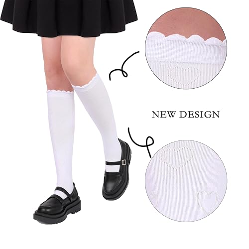 ENBAOHUI 3 Packs Kids Girl Knee High Socks Knit School Uniform Seamless Toe Dress Socks3-11T2